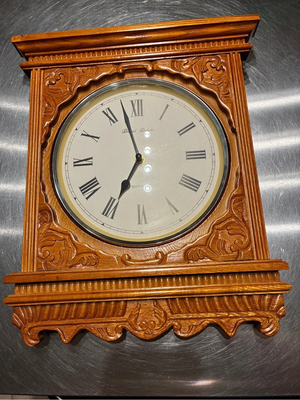 Ornate Carved Wood Wall Clock in Brown - Classic Home Accent